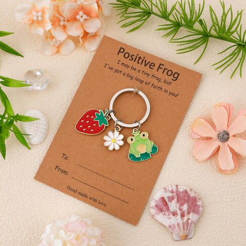 Inspirational Gifts for Women Cute Frog Themed Gift Funny Keychain Accessories Gift Card Cheer Up Emotional Support Motivational Positive Unique Birthday Gifts for Daughter Friend Coworker Bestie in Saudi Arabia