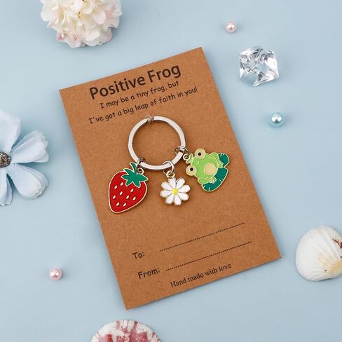 Inspirational Gifts for Women Cute Frog Themed Gift Funny Keychain Accessories Gift Card Cheer Up Emotional Support Motivational Positive Unique Birthday Gifts for Daughter Friend Coworker Bestie in Saudi Arabia