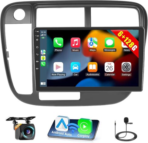 8Core 6+128G Car Stereo for Honda Civic 1996-2001 with Wireless Apple Carplay Android Auto, Android 13 System, 9 Inch 1280 * 720 Touch Screen Car Radio with DSP BT 5.0 GPS WiFi SWC + Backup Camera in Saudi Arabia