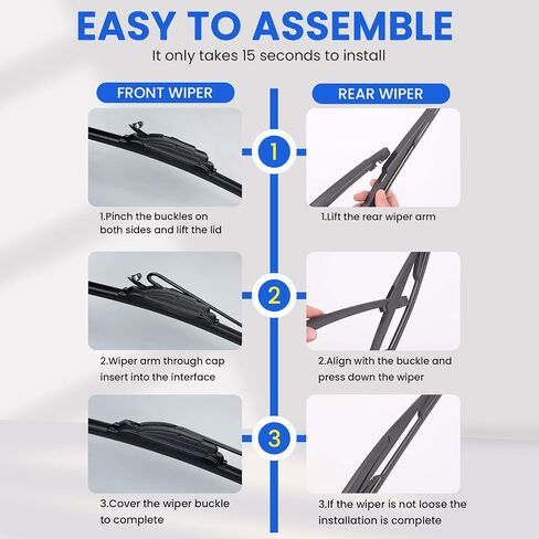 ANIKLUIM® Windshield Wipers for 2011 2010 2009 2008 2007 Honda CR-V,26 Inch+16 Inch+14 Inch Front and Rear Wiper Blades,Easy to Install (Pack of 3) in Kuwait
