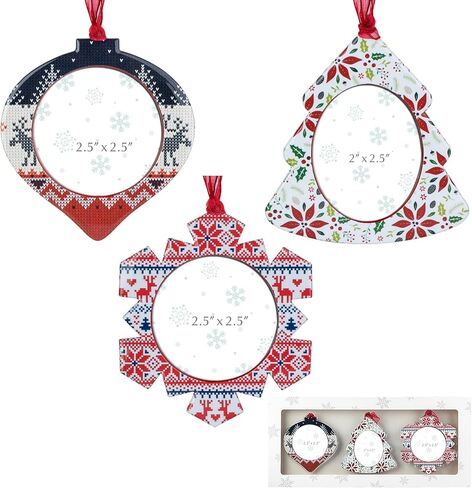 3PCS Christmas Tree Ornaments Set Picture Frame Ornament Holiday Keepsake Gift Home Decor Christmas Decorations Xmas Gifts Pendant with 2" Photo Frame Insert (Snowman Set 2024) in Kuwait