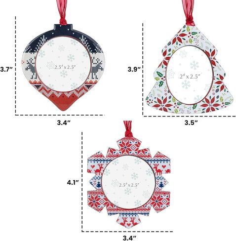 3PCS Christmas Tree Ornaments Set Picture Frame Ornament Holiday Keepsake Gift Home Decor Christmas Decorations Xmas Gifts Pendant with 2" Photo Frame Insert (Snowman Set 2024) in Kuwait