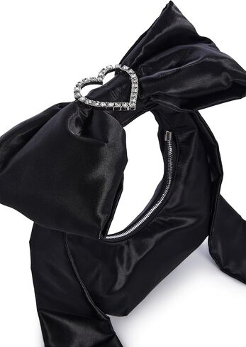 حقيبة كتف Dolls Kill Lady Royal من Sugar Thrillz - محفظة من الساتان مع مقبض من شريط حجر الراين وزينة على شكل قلب، مقاس واحد in Kuwait