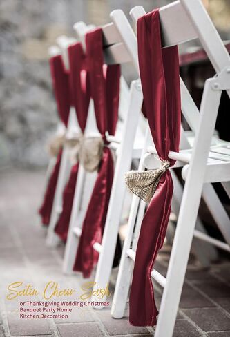 100 PCS Satin Chair Sash Decorative Bow Cairs لعيد الشكر حفل زفاف عيد الميلاد حفلات المطبخ المنزل (العاج ، 7 × 108 بوصة) in Kuwait