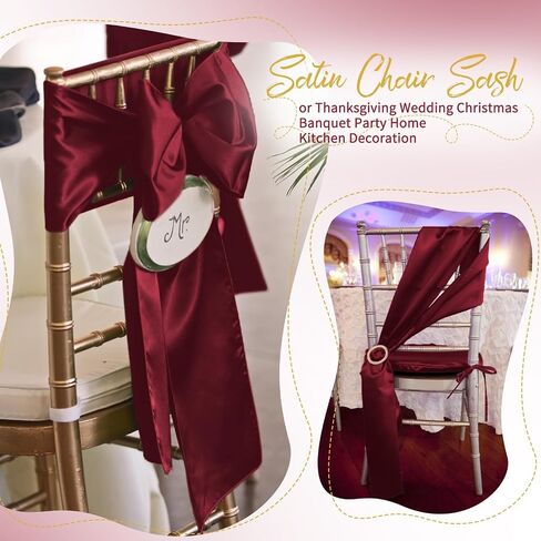 100 PCS Satin Chair Sash Decorative Bow Cairs لعيد الشكر حفل زفاف عيد الميلاد حفلات المطبخ المنزل (العاج ، 7 × 108 بوصة) in Kuwait
