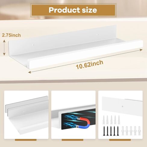 Floating Shelves for Wall Magnetic Attachment/Adhesive/Hole Punching/Three Installation Methods Perfectly Suited to Your Bedroom, Kitchen, Or Living Room Set of 3 Black in Saudi Arabia