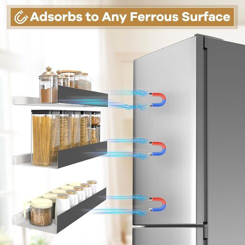 Floating Shelves for Wall Magnetic Attachment/Adhesive/Hole Punching/Three Installation Methods Perfectly Suited to Your Bedroom, Kitchen, Or Living Room Set of 3 Black in Saudi Arabia