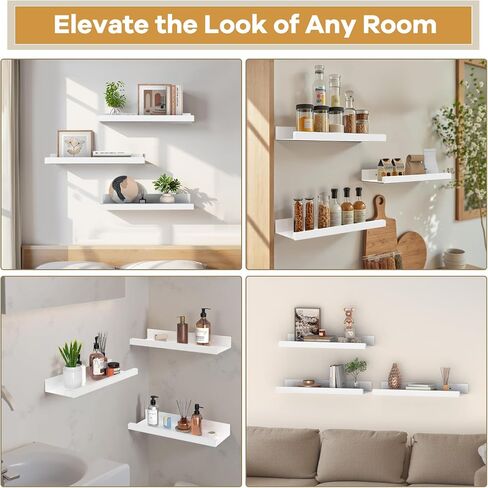 Floating Shelves for Wall Magnetic Attachment/Adhesive/Hole Punching/Three Installation Methods Perfectly Suited to Your Bedroom, Kitchen, Or Living Room Set of 3 Black in Saudi Arabia