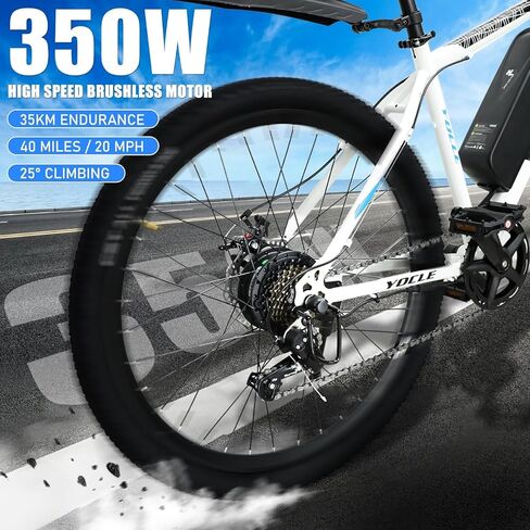 دراجة كهربائية YOCLE للبالغين مع بطارية قابلة للإزالة بقدرة 288 وات 36 فولت 8 أمبير في الساعة، 40 ميلًا و20 ميلاً في الساعة مع محرك بدون فرشاة 350 وات، دراجة كهربائية بإطار سميك 26 بوصة خفيفة الوزن، 7 سرعات، فرامل قرصية مزدوجة in Kuwait