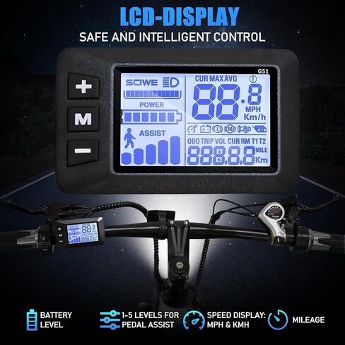 دراجة كهربائية YOCLE للبالغين مع بطارية قابلة للإزالة بقدرة 288 وات 36 فولت 8 أمبير في الساعة، 40 ميلًا و20 ميلاً في الساعة مع محرك بدون فرشاة 350 وات، دراجة كهربائية بإطار سميك 26 بوصة خفيفة الوزن، 7 سرعات، فرامل قرصية مزدوجة in Kuwait