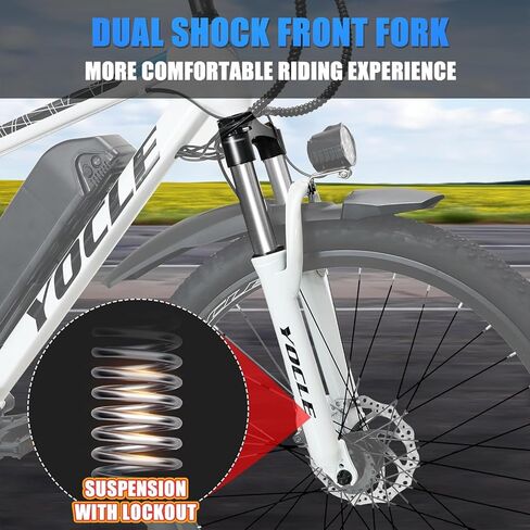 دراجة كهربائية YOCLE للبالغين مع بطارية قابلة للإزالة بقدرة 288 وات 36 فولت 8 أمبير في الساعة، 40 ميلًا و20 ميلاً في الساعة مع محرك بدون فرشاة 350 وات، دراجة كهربائية بإطار سميك 26 بوصة خفيفة الوزن، 7 سرعات، فرامل قرصية مزدوجة in Kuwait