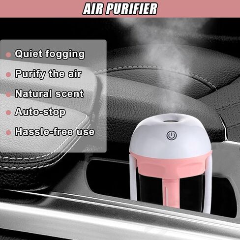 Car Humidifier, Portable Mini Aromatherapy Essential Oil Diffuser, 180-Degree Rotation Cool Mist Humidifier, Vehicle Air Freshener Diffuser with 12V Charging Port for Home Office (Blue) in Saudi Arabia