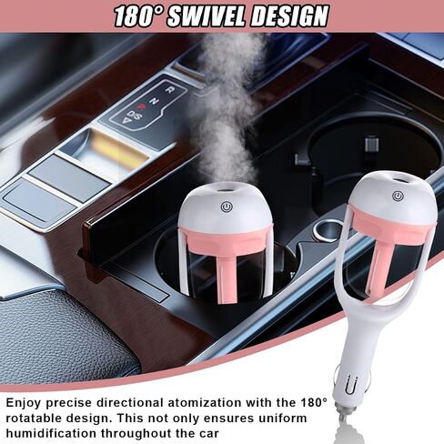 Car Humidifier, Portable Mini Aromatherapy Essential Oil Diffuser, 180-Degree Rotation Cool Mist Humidifier, Vehicle Air Freshener Diffuser with 12V Charging Port for Home Office (Blue) in Saudi Arabia
