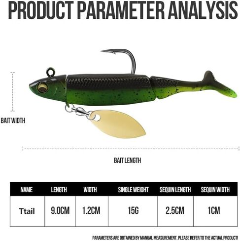 Pre-Rigged Soft Fishing Lures, Well-Made Easy Catching Lures for Family, Great Action Swimbaits with Spinner, All-Conditions Gear for Bass Trout Walleye, Crappie Fishing Jigs,5pcs in Saudi Arabia