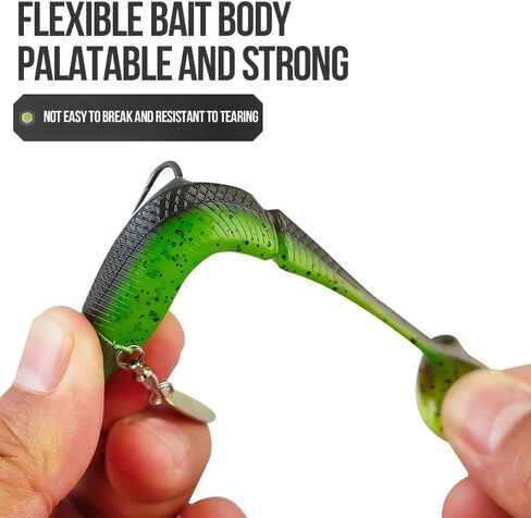 Pre-Rigged Soft Fishing Lures, Well-Made Easy Catching Lures for Family, Great Action Swimbaits with Spinner, All-Conditions Gear for Bass Trout Walleye, Crappie Fishing Jigs,5pcs in Saudi Arabia