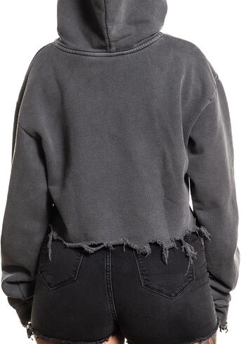 Affliction Women's Gothic Skull Graphic Hoodie, Black, Long Sleeve Zip-Up Sweatshirt with Fleur-de-lis Detail in Saudi Arabia