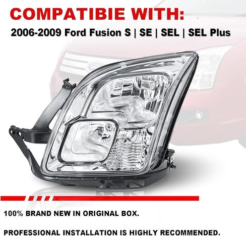 مجموعة المصابيح الأمامية متوافقة مع 2006 2007 2008 2009 Ford Fusion للمصابيح الأمامية استبدال الركاب والسائق الجانب كروم الإسكان in Kuwait