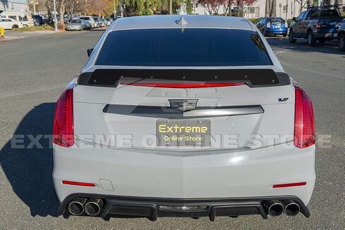 for 2014-2019 Cadillac CTS Models | Carbon Package Style Rear Trunk Lid Wing Wickerbill Spoiler (ABS Plastic - Painted Glossy Black) in Saudi Arabia