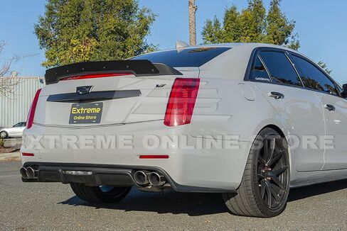 for 2014-2019 Cadillac CTS Models | Carbon Package Style Rear Trunk Lid Wing Wickerbill Spoiler (ABS Plastic - Painted Glossy Black) in Saudi Arabia