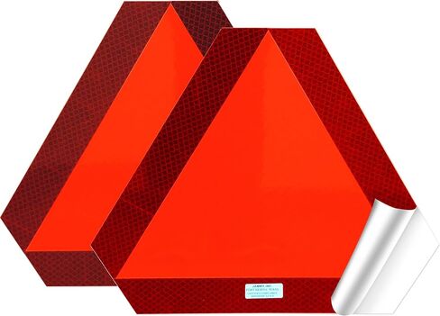SMV Sign Stickers (2), Slow Moving Vehicle Triangle Emblem with Adhesive Back, 1000’ Visibility for Tractor, AG Equipment, Golf Cart & UTV, OEM Grade ASAE S276.8 Certified in Saudi Arabia
