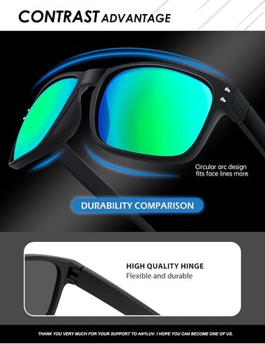 ANYLUV Mens Sunglasses Polarized, Retro Sunglasses for Men Women Square Style UV400 Protection for Driving in Kuwait