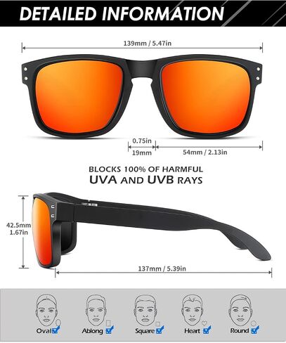 ANYLUV Mens Sunglasses Polarized, Retro Sunglasses for Men Women Square Style UV400 Protection for Driving in Kuwait