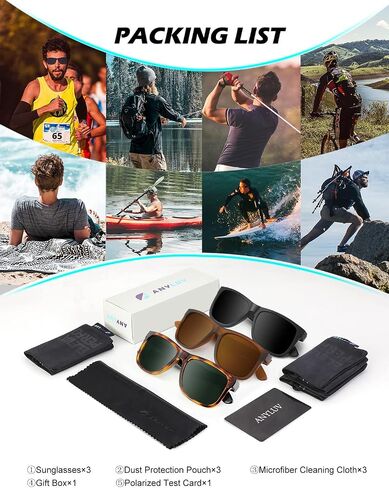 ANYLUV Mens Sunglasses Polarized, Retro Sunglasses for Men Women Square Style UV400 Protection for Driving in Kuwait