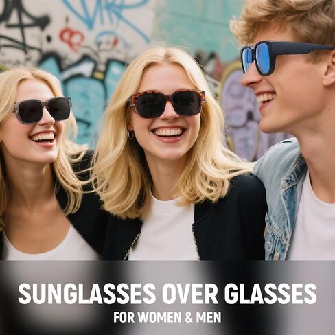 HAOLOTA Polarized Fit Over Glasses Sunglasses for Men Women UV Protection, Trendy Square Wrap Around Shades For Driving in Saudi Arabia