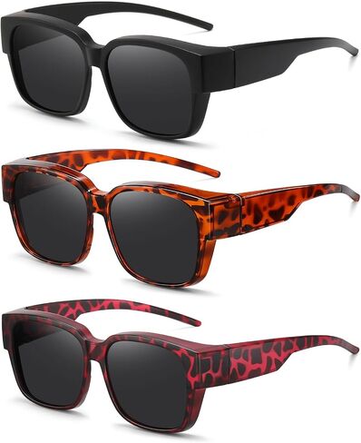 HAOLOTA Polarized Fit Over Glasses Sunglasses for Men Women UV Protection, Trendy Square Wrap Around Shades For Driving in Saudi Arabia