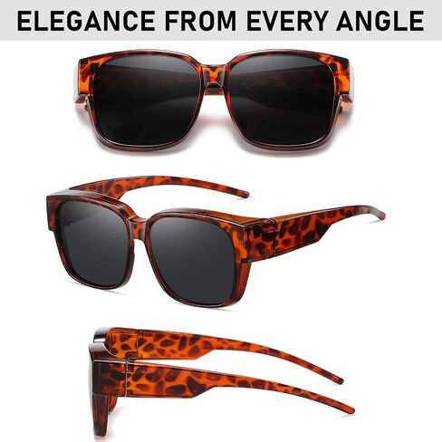 HAOLOTA Polarized Fit Over Glasses Sunglasses for Men Women UV Protection, Trendy Square Wrap Around Shades For Driving in Saudi Arabia