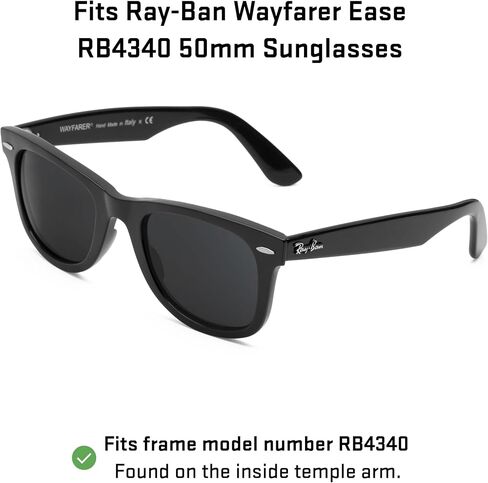 عدسات بديلة Revant متوافقة مع Ray-Ban Wayfarer Ease RB4340 مقاس 50 مم، غير مستقطبة، أسود مخفي in Saudi Arabia