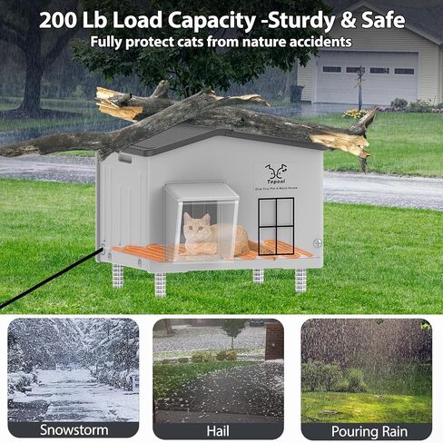 Large Indestructible Heated Cat House for Outside, Extremely Waterproof & Weatherproof Heated Outdoor Cat House for Winter, Fully Insulated Feral Cat Shelter for Outdoor Barn Cats Strays, 20x16x20 in in Saudi Arabia