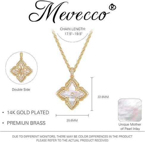 MEVECCO الذهب أربع أوراق البرسيم قلادة للنساء 14K مطلية بالذهب البرسيم قلادة قلادة مع الماس الأزياء لاكي البرسيم حجر عين النمر قلادة للمجوهرات هدية in Saudi Arabia