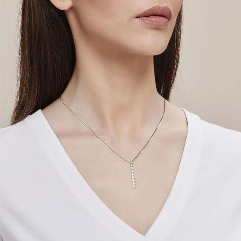 AINUOSHI Lab Created Moissanite Bar Necklace 0.56 cttw Imitation Diamond Alternative Necklace for Women S925 Sterling Silver Y Necklace Simple Fashion Jewelry Gifts for Women in Saudi Arabia