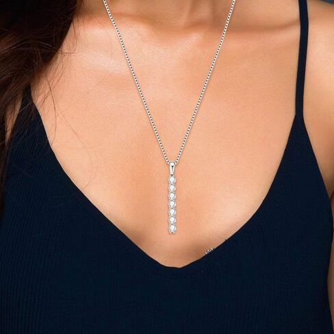 AINUOSHI Lab Created Moissanite Bar Necklace 0.56 cttw Imitation Diamond Alternative Necklace for Women S925 Sterling Silver Y Necklace Simple Fashion Jewelry Gifts for Women in Saudi Arabia