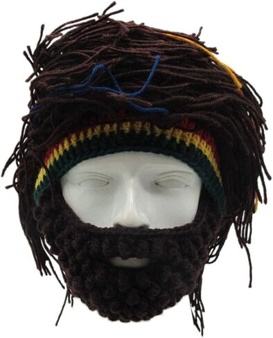 Creative Barbarian Knit Beard Hat Funny Knit Hat Wig Beanie Hat Beard Winter Beard Facemask in Saudi Arabia