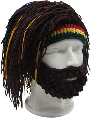 Creative Barbarian Knit Beard Hat Funny Knit Hat Wig Beanie Hat Beard Winter Beard Facemask in Saudi Arabia
