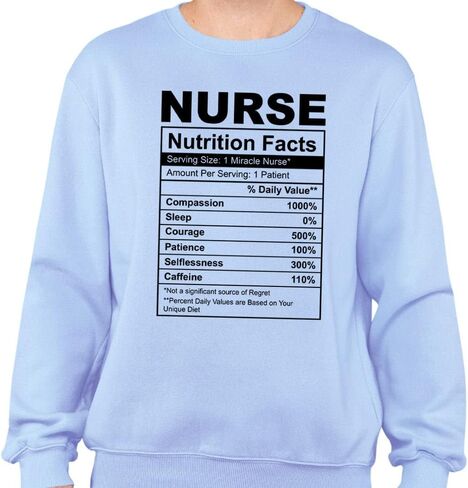 سويت شيرت TeesAndTankYou Nurse Nutrition Facts للجنسين in Saudi Arabia
