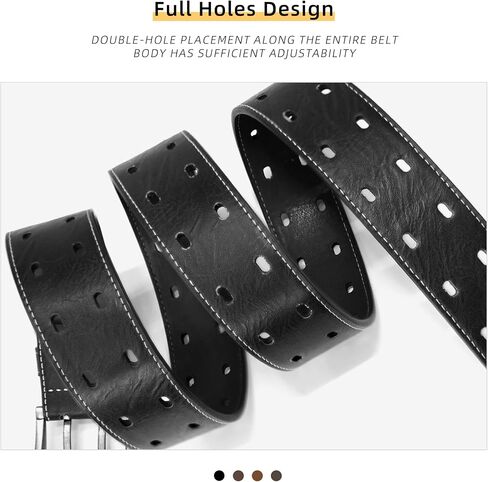 Men Classic Double Prong Faux Leather Belt Fashion Casual Heavy Duty Work Belts For Jeans Pants in Saudi Arabia