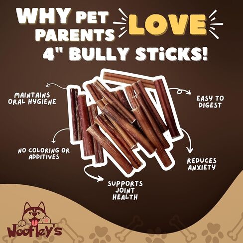 أعواد الفتوة العادية بحجم 4-5 بوصات من Woofley - (20 قطعة) - أعواد الفتوة للكلاب - عصا مضغ للكلاب تدوم طويلاً in Kuwait