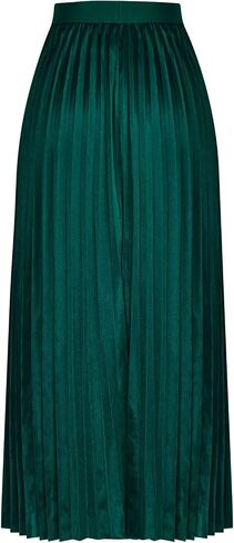 Women's Summer Satin Midi Skirt Casual High Waisted A Line Pleated Ruffle Flowy Cocktail Party Skirts Dresses in Saudi Arabia