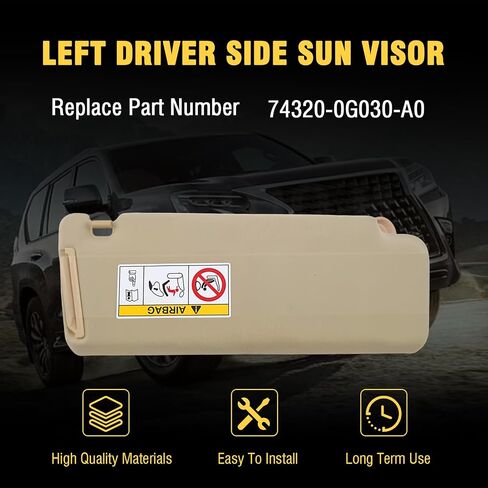واقي الشمس من جانب الركاب الأيمن مناسب لسيارة Lexus GX460 2010-2023 لسيارة Toyota Land Cruiser Prado KDJ155 /KDJ150 2009-2023 استبدال رقم الجزء 74310-0G030-A0، بيج (جانب الركاب الأيمن) in Saudi Arabia