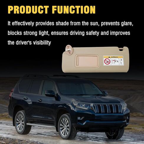 واقي الشمس من جانب الركاب الأيمن مناسب لسيارة Lexus GX460 2010-2023 لسيارة Toyota Land Cruiser Prado KDJ155 /KDJ150 2009-2023 استبدال رقم الجزء 74310-0G030-A0، بيج (جانب الركاب الأيمن) in Saudi Arabia