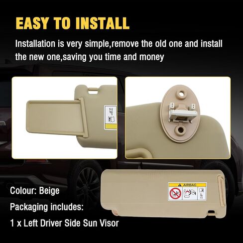 واقي الشمس من جانب الركاب الأيمن مناسب لسيارة Lexus GX460 2010-2023 لسيارة Toyota Land Cruiser Prado KDJ155 /KDJ150 2009-2023 استبدال رقم الجزء 74310-0G030-A0، بيج (جانب الركاب الأيمن) in Saudi Arabia