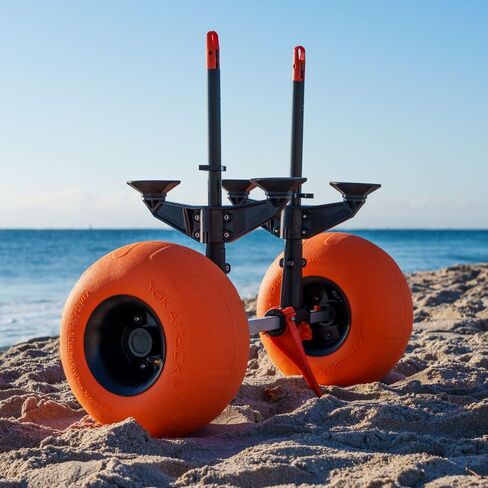 عربة YakAttack TowNStow Bunkster Kayak مع إطارات رملية - حاملة نقل قابلة للطي وقابلة للتعديل سهلة التجميع (TNS-1002-SAND) | ملحقات صيد الكاياك in Saudi Arabia