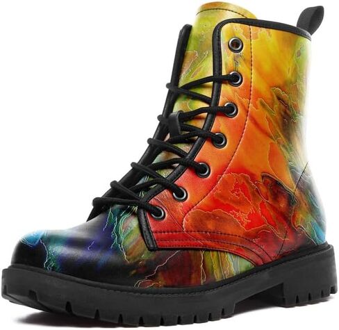 Fashion Ankle Boots For Men Women Floral Mushroom Star Trendy Lace Up Unisex Booties Combat Trendy Street Wear Boots in Saudi Arabia