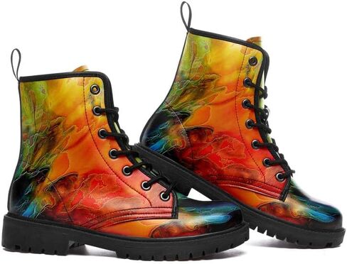 Fashion Ankle Boots For Men Women Floral Mushroom Star Trendy Lace Up Unisex Booties Combat Trendy Street Wear Boots in Saudi Arabia