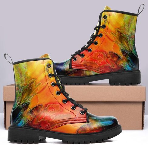 Fashion Ankle Boots For Men Women Floral Mushroom Star Trendy Lace Up Unisex Booties Combat Trendy Street Wear Boots in Saudi Arabia