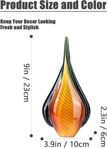 XMGZQ 9" Tall Hand Blown Glass Sculpture,Drop Glass Paperweight for Office Desk,Modern Art Figurines,Mediterranean Beach House Decor,Home Living Room Coffee Table Shelves Table Top (Orange) in Saudi Arabia