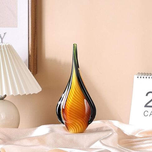 XMGZQ 9" Tall Hand Blown Glass Sculpture,Drop Glass Paperweight for Office Desk,Modern Art Figurines,Mediterranean Beach House Decor,Home Living Room Coffee Table Shelves Table Top (Orange) in Saudi Arabia